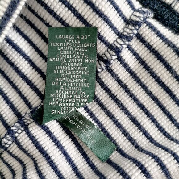 Lauren Ralph Lauren Womens Blue White Striped Eyelets Placket Blouse Top Sz XL - Picture 7 of 7